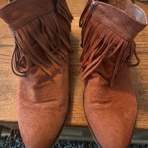 Ankle fringe booties